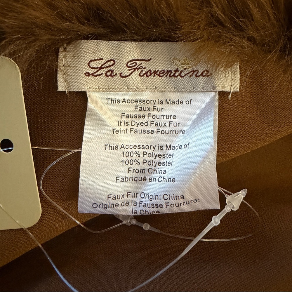 La Fiorentina NWT Leopard Brown Faux Fur Wrap Scarf Animal Print - Picture 6 of 9